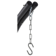 Support hamac chaise en métal de couleur noir, vu de détail de la chaine et du crochet