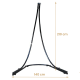 Support hamac chaise en métal de couleur noir, vu de face, avec les dimensions