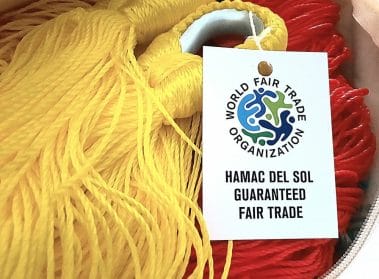 photo d'un hamac mexicain avec l'étiquette WFTO de Hamac del Sol